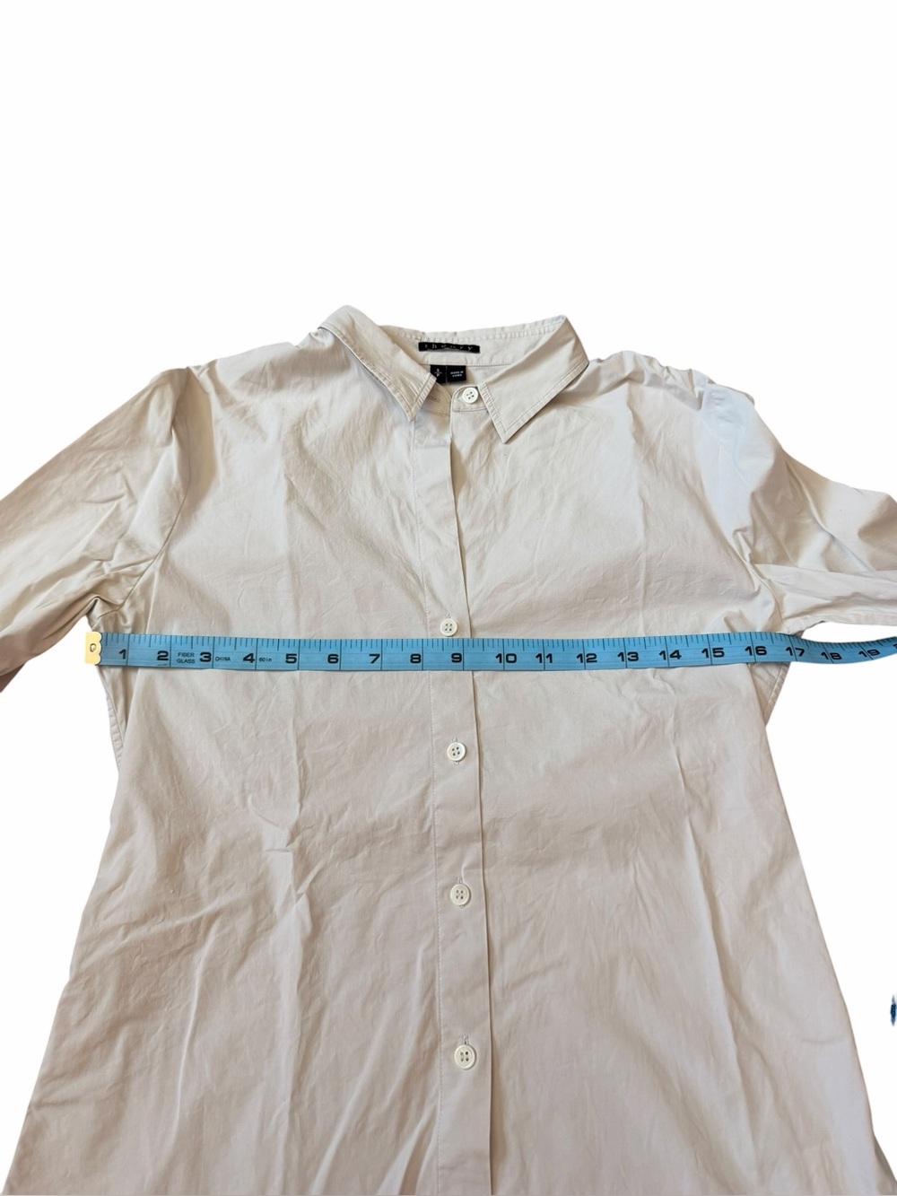 Theory Larissa 2 Button Down Shirt Off White Bone Office Women’s Sz Small - Picture 8 of 11
